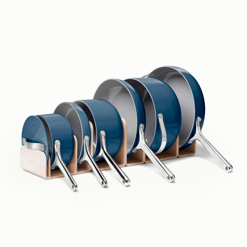 16 - Piece Non-Stick Aluminum and Stainless Steel Cookware Set, Navy