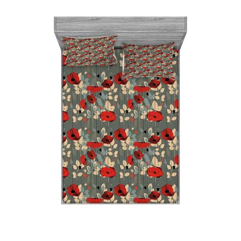 Drap-housse et coussin décoratif Ambesonne, Ensemble de draps-housses pour grand lit + 4 taies