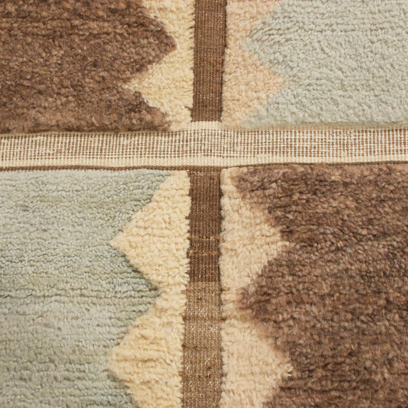 Rug & Kilim’S Scandinavian-Inspired Geometric Gray And Blue Wool Rug, Rectangle 10' x 14'