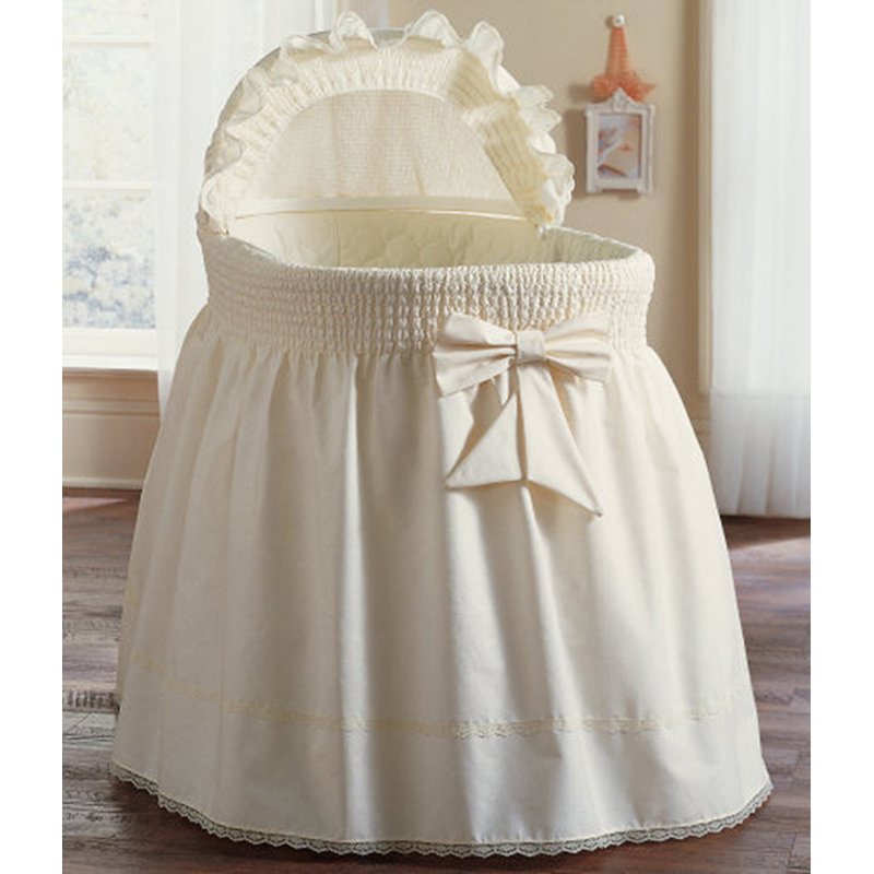 Jeannette Cotton Blend Bassinet Bedding Set, Ecru