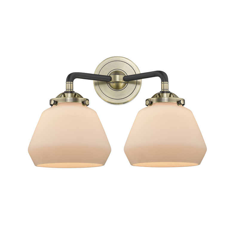 Éclairage pour meuble-lavabo 2 lumières Rivka, DEL, Laiton antique noir, Boîtier blanc mat