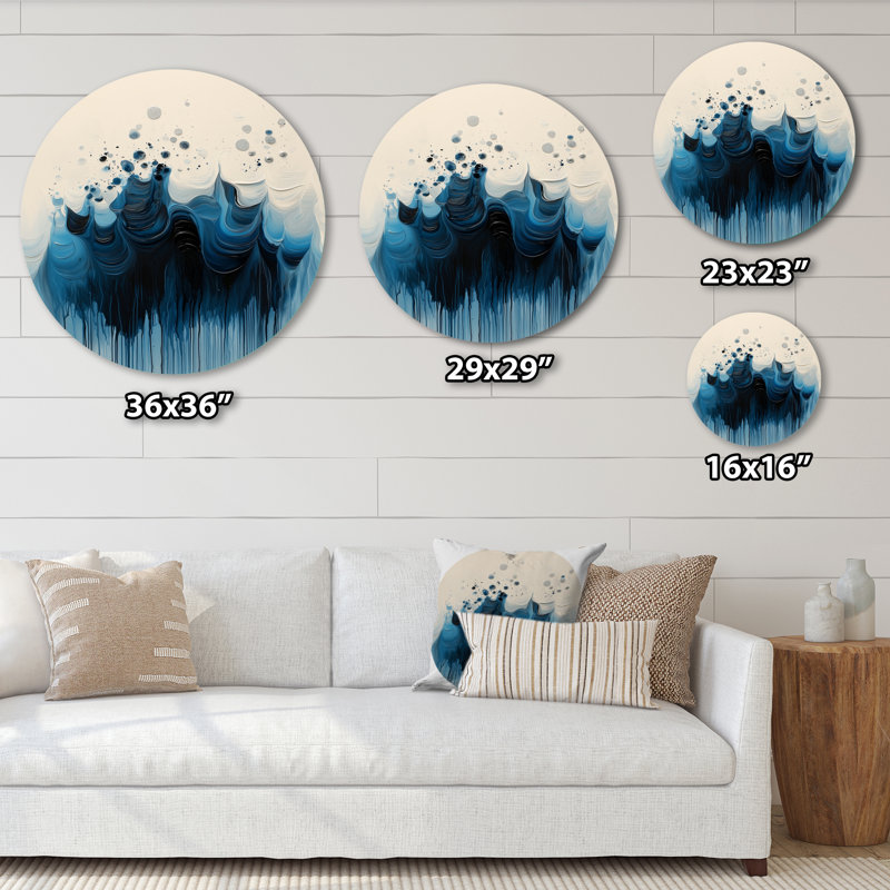 «Rhythmic Driauge Drip Paint Eruption I» - décoration murale ronde en métal, H 29 po x l 29 po