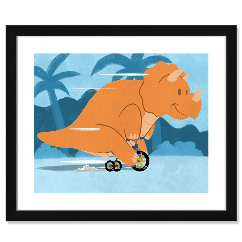 «Riding Dino 2», impression sur papier, H 20,5 po x l 24,5 po x P 0,6 po, Encadré plat noir
