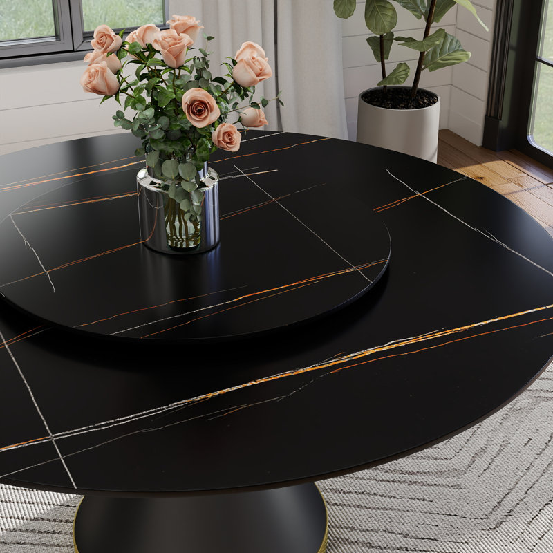 Table de salle à manger Ryding, Noir, H 29,5 po x L 59 po x l 59 po
