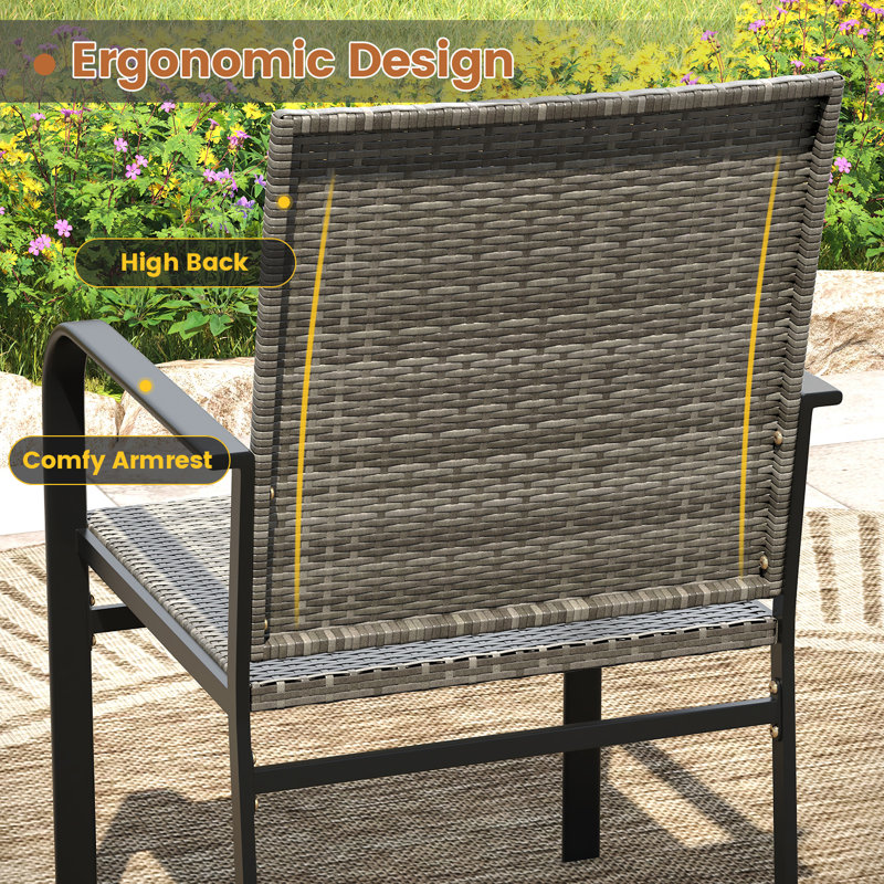 Chaise de patio d'extérieur en rotin, Gris