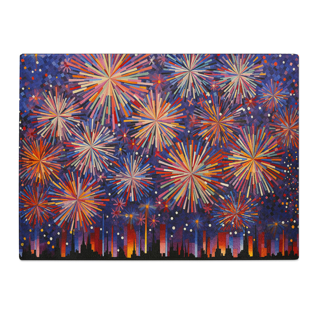 Fireworks Geometric  Glass Chopping Board