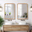 Miroir mural de salle de bain / meuble-lavabo avec cadre en bois-90955543-93236025