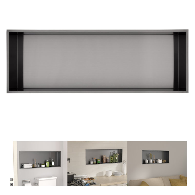 Niche de douche encastrable 36 po x 12 po, Noir
