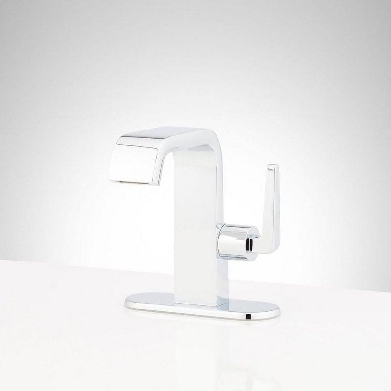 Drea 1.2 GPM Single Hole Bathroom Faucet with Deck Plate, Chrome