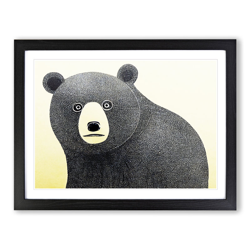 Pleasing Bear Abstract - Single Picture Frame Print, Black Framed, 46cm H x 64cm W x 2cm D