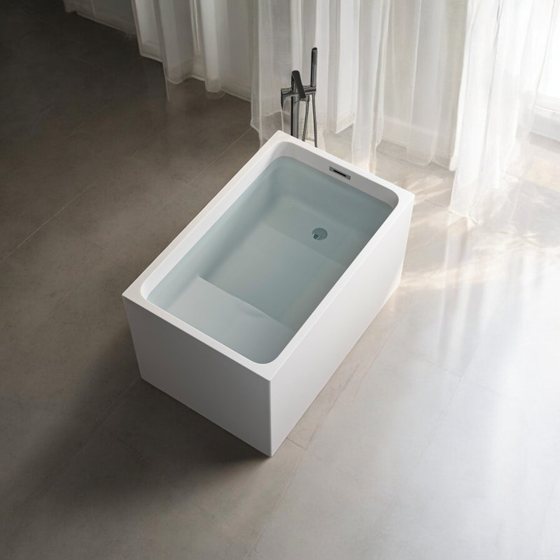 Baignoire de trempage autoportante rectangulaire en acrylique 43 po x 27,5 po avec siège