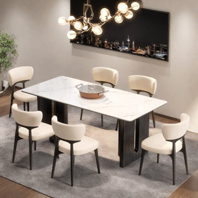Retro small rectangular dining table and chair