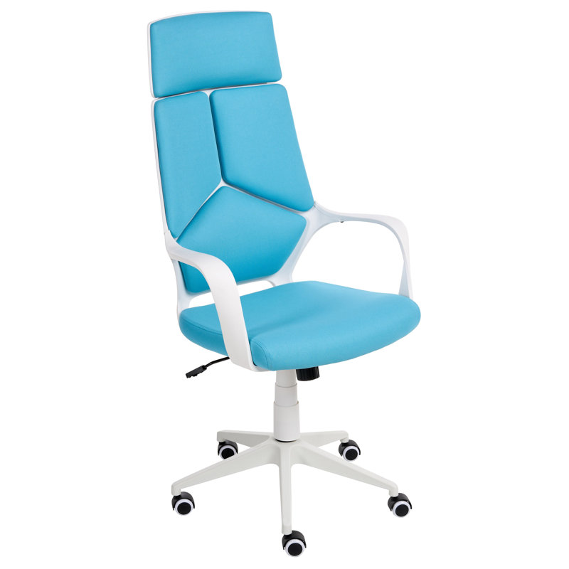 Polyester Office Chair with Headrest, Blue
