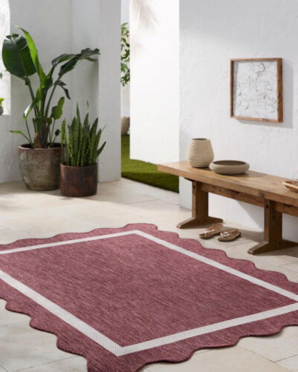 Skiles Tan Outdoor Rug, Rectangle 5'3" x 6'11.9"