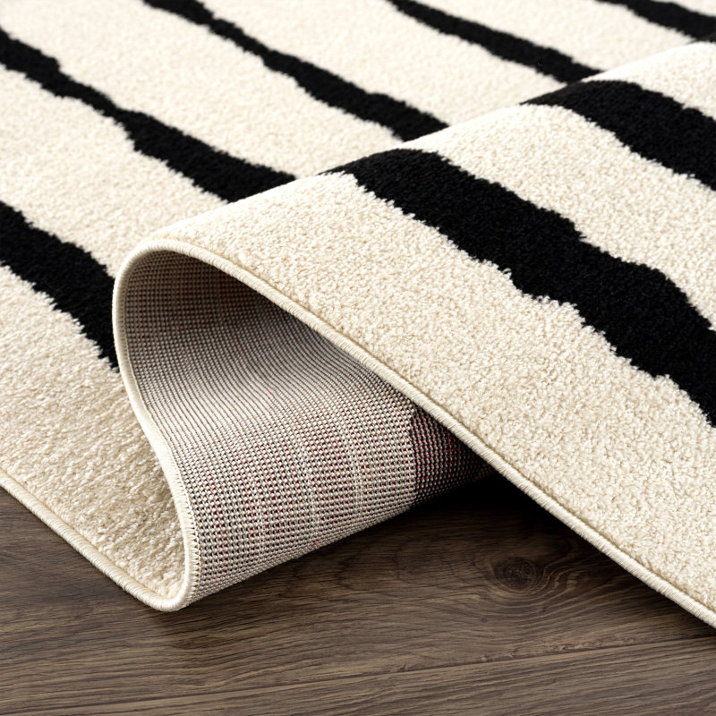 Tapis rayé noir Zofia, Rectangle 4 pi x 6 pi