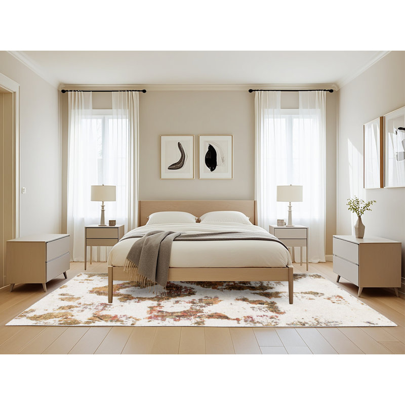Tapis décoratif multicolore à motif abstrait, Rectangle de 5 pi x 8 pi