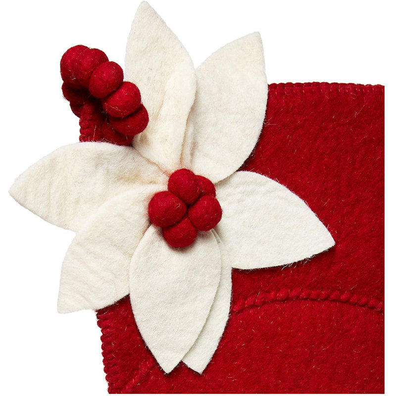 Poinsettia Christmas Stocking, Red