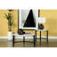 Table de bout ronde 24 po Camion, faux marbre blanc, pieds noirs