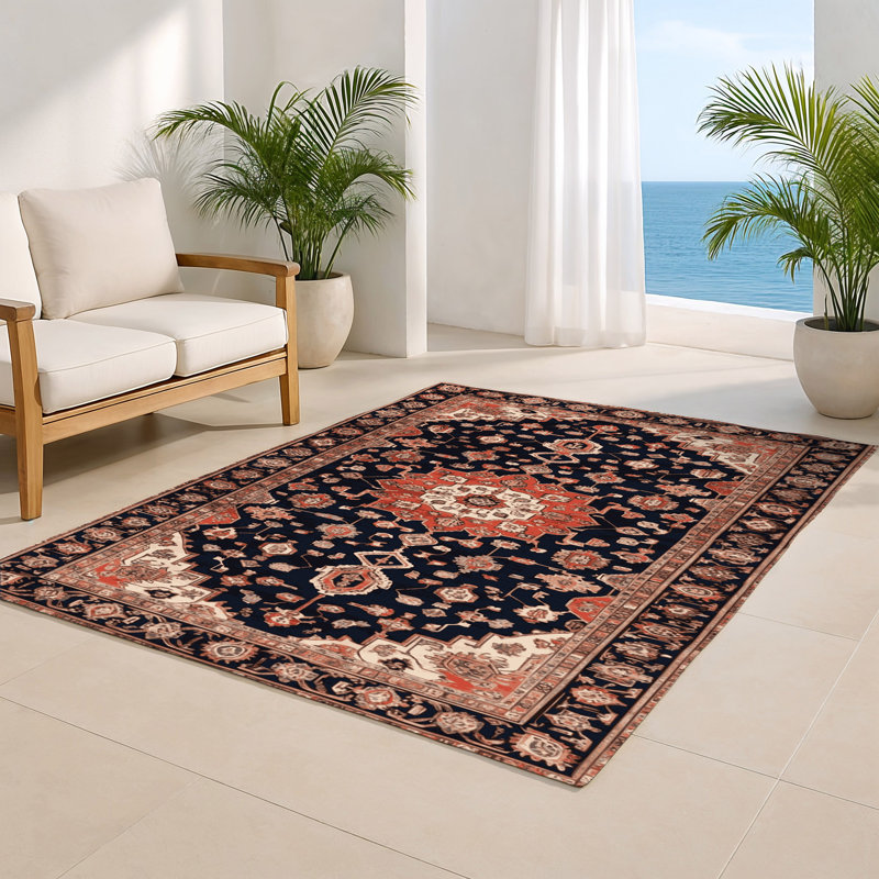 Tapis d'intérieur et d'extérieur brun Persian, Rectangle 5 pi x 7 pi