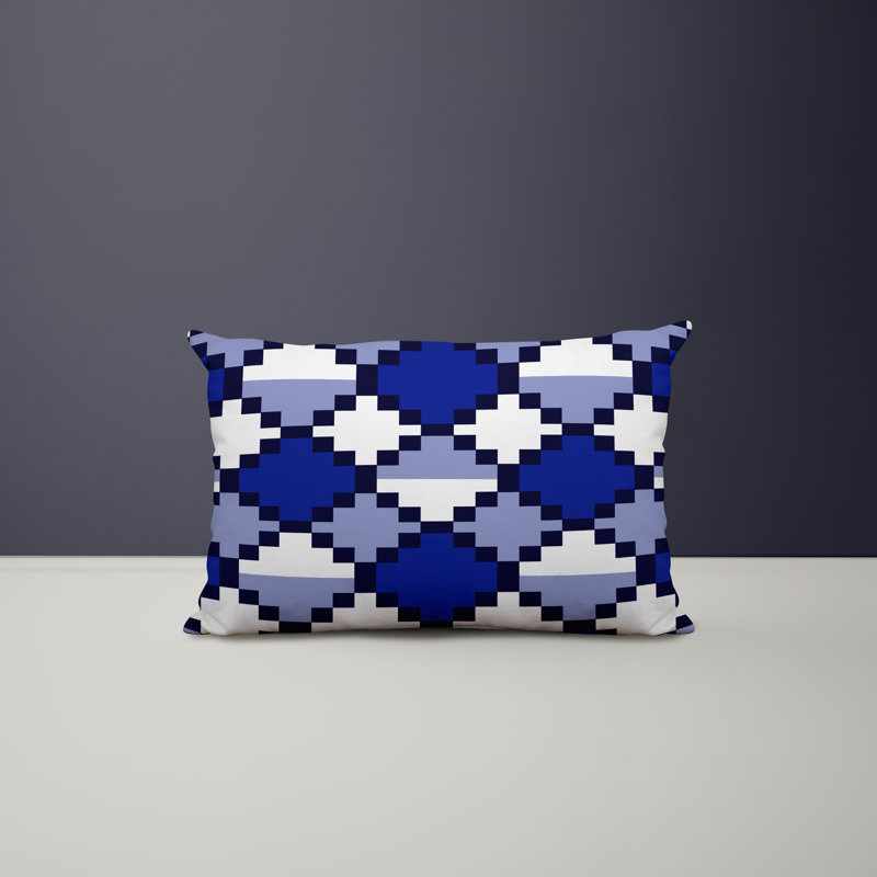 Housse et insert de coussin rectangulaire en polyester pour l'intérieur et l'extérieur, Bleu marine