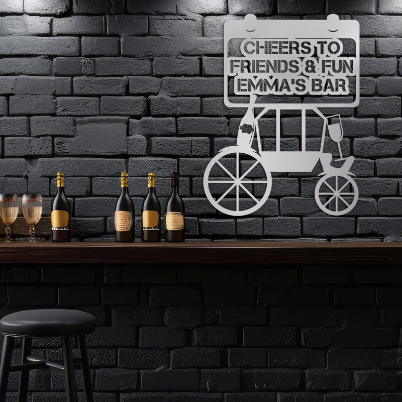 Bar Sign Metal Wall Art, Custom 'Cheers' Bar Cart Decor, Unique Home Bar, Man Cave Sign, Housewarming Gift for Friends & Family