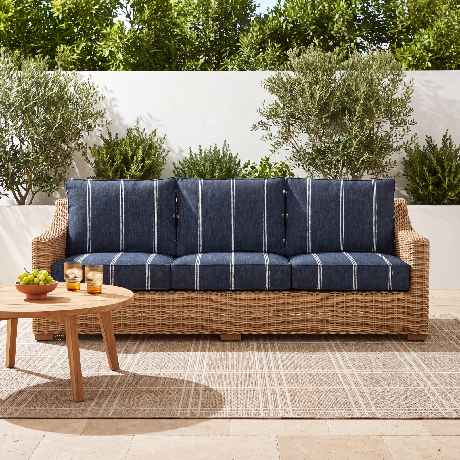 Lengthen 30" Sunbrella® Seat and Back Cushion, Blue, 23" W x 25" D