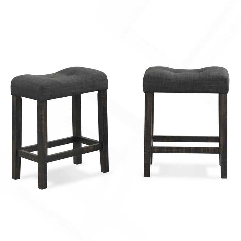 Ensemble de 2 tabourets Sora, Noir, Noir