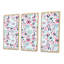 Fleurs rétro roses et bleues - ensemble de 3 reproductions d'art encadrées sur toile-1740335769-1740335771