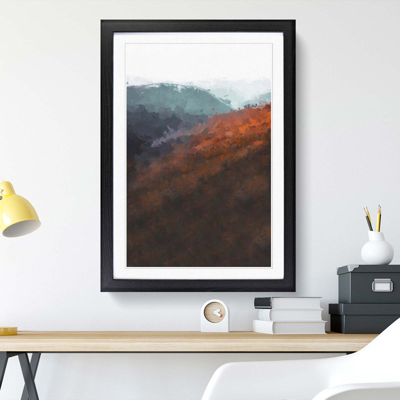 Road Through an Autumn Forest in Abstract - Picture Frame Graphic Art Print, 50cm H x 35cm W x 2cm D, Black