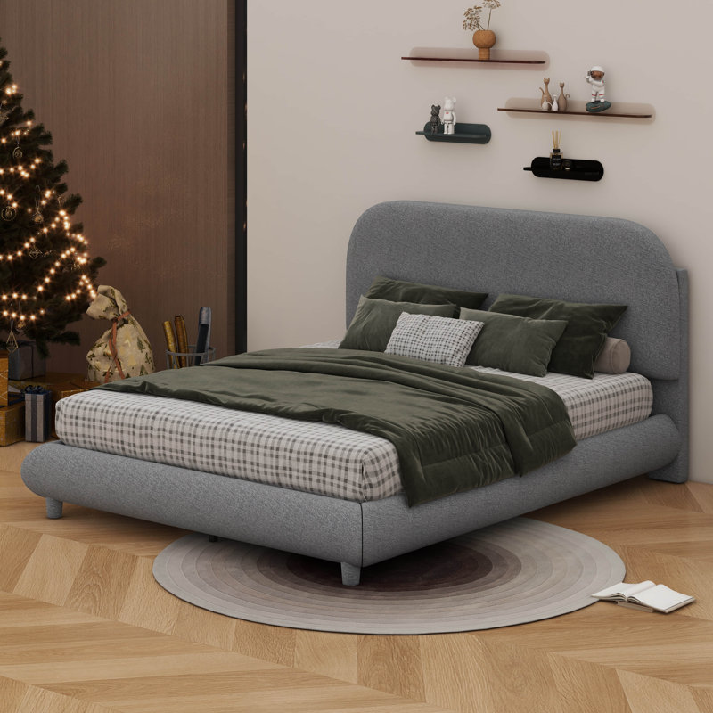 Lit plateforme en tissu d'ameublement Teddy