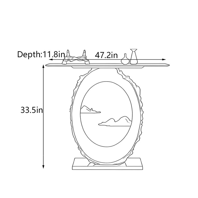 Console Minimalist, Orange, H 33,5 po x l 47,2 po x P 11,8 po
