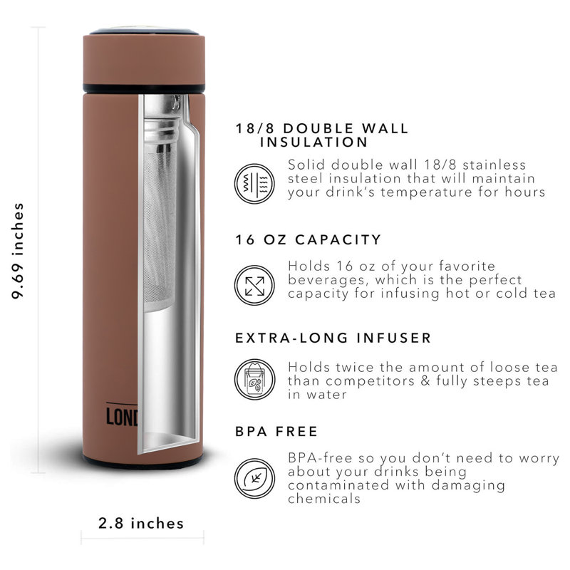 Bouteille infuseur de thé London 16 g, Brun