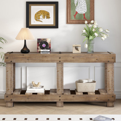 Modern Farmhouse 62.9" Solid Wood Entryway Table