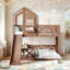 Lit superposé simple au-dessus de double PlayNook avec clôture en filet et espace de rangement PlayNook-132460906