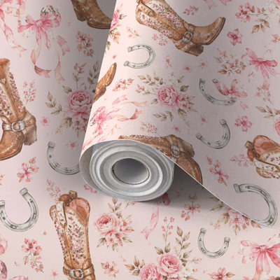 Bottes de cowboy florales auto-adhésives et amovibles 24 po x 118 po (60 x 300 cm)