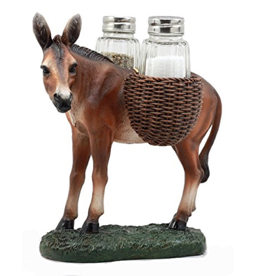 Burnelle Hardworking Donkey Carrying Saddlebags Figurine Salt and Pepper Shaker Set Rosalind Wheeler