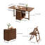 Foldable Dining Table and 4 Chairs Set, Solid Wood in Walnut with Storage Drawers and Casters Fast Dispatch From UK Warehouse – Dispatched Within 2 Days-726342130