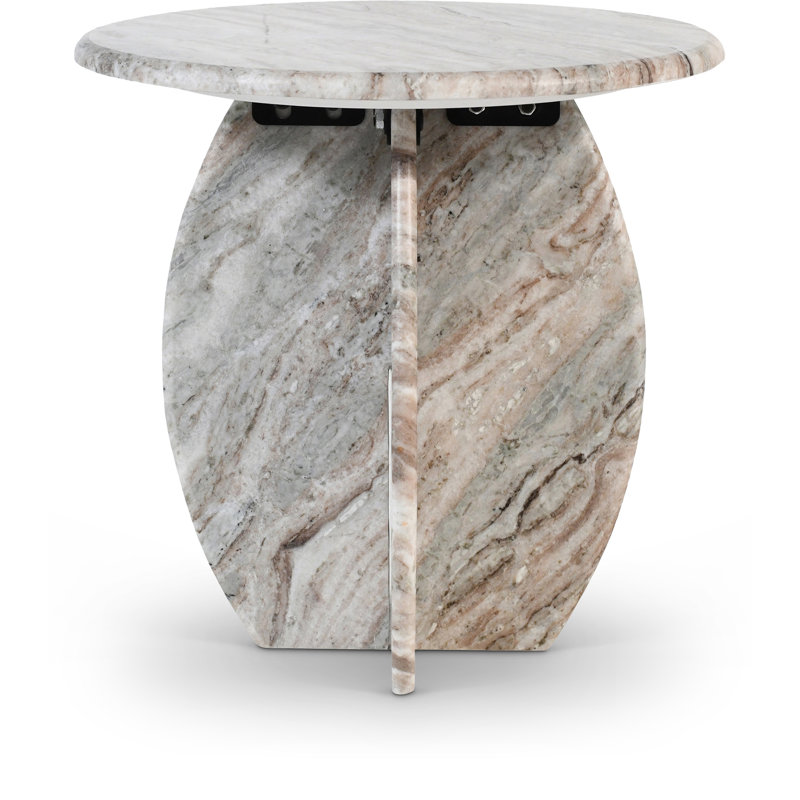 Iverna Marble Top End Table, Brown