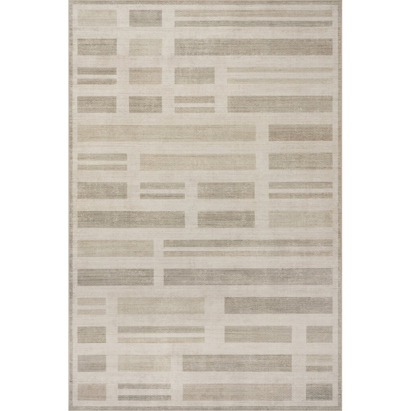Isyra Striped Washable Area Rug, Rectangle 9' x 12'