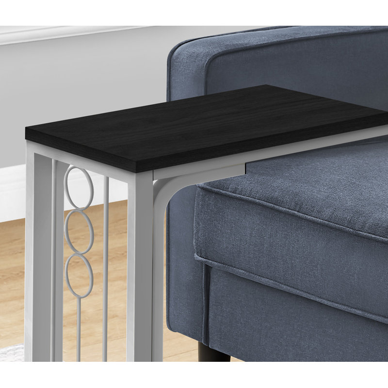 Accent Table, C-Shaped, End, Side, Snack, Black Laminate, Grey Metal, Transitional