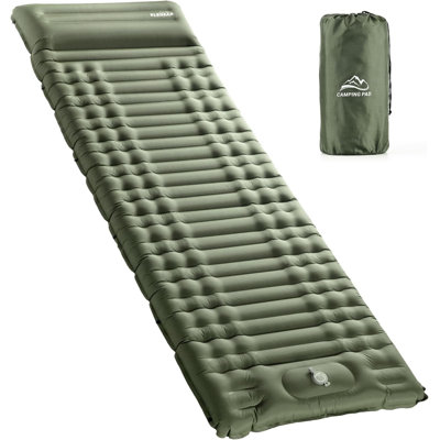 Inflatable Camping Sleeping Pad with Pillow, Built-in Pump Sleeping Mat for Backpacking, Hiking