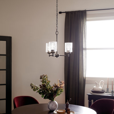 Winslow 3-Light Black Chandelier with Clear Seeded Glass Shades