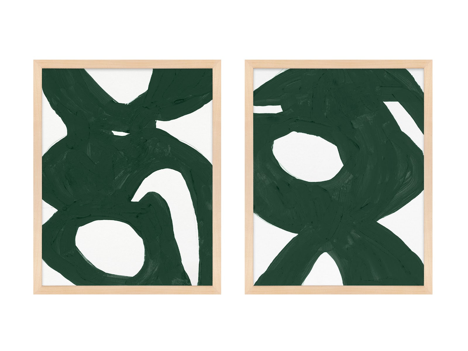 Goodall "Green Harmony" 2-Piece Painting Set, 38" H x 30" W, Brown Framed