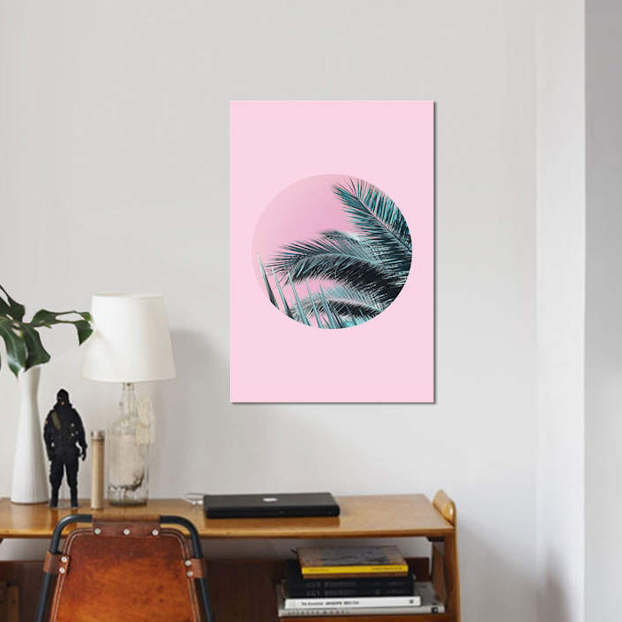 « palms on rose », impression sur toile, H 40 po x l 26 po x P 1,5 po, Pas de tapis, Toile tendue