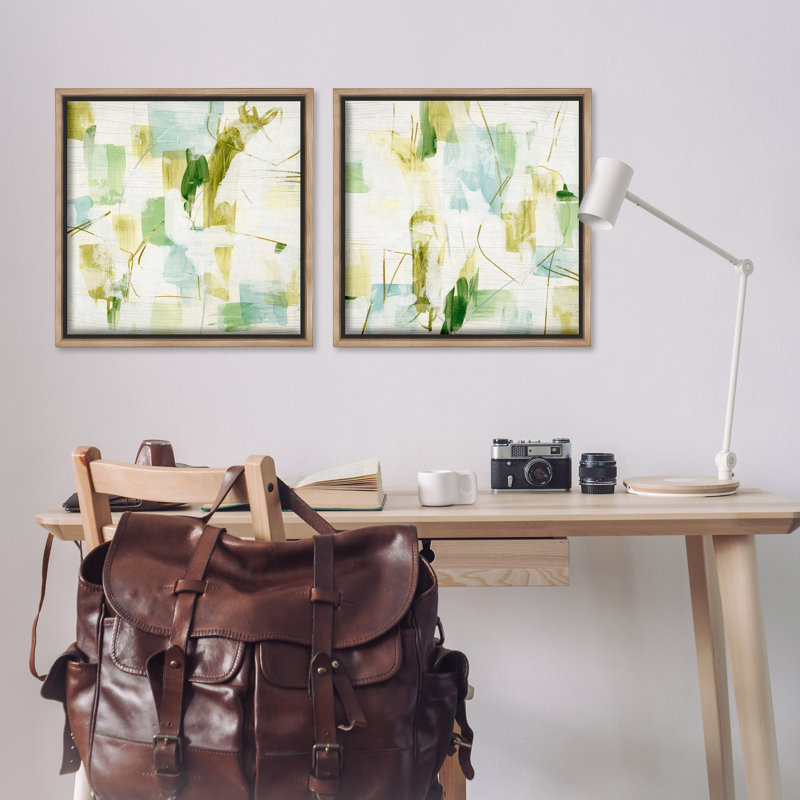 "Abstract Chaotic Patterns", ensemble de 2 toiles flottantes encadrées par June Erica Vess, H 25 po x l 25 po