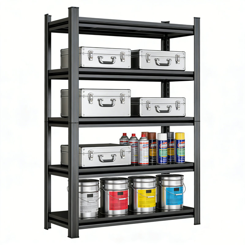 5 tablettes de rangement robustes et ajustables à 5 niveaux pour l'entrepôt, le garage, le sous-sol et la salle de lavage