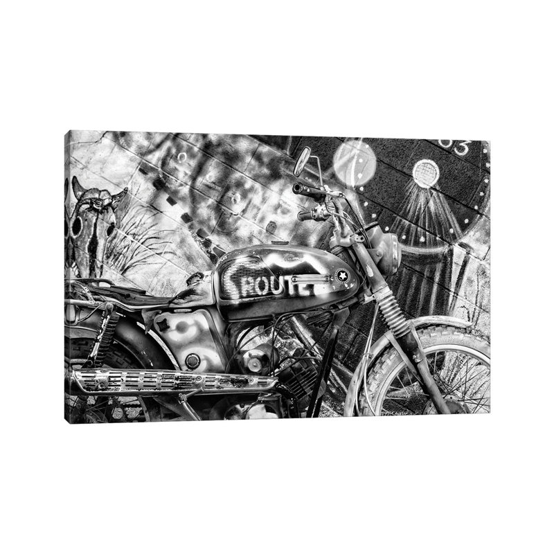Black Arizona Series - Motorcycle Route 66 - Wrapped Canvas Print, 66.04 cm H x 45.72 cm W x 1.91 cm D
