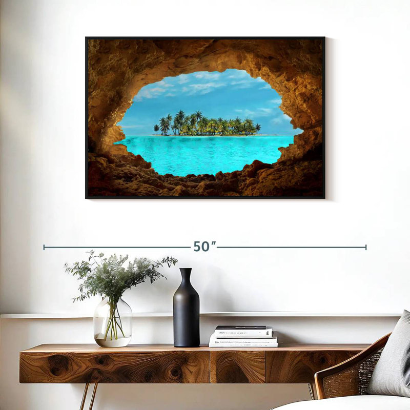 Île secrète, Cadre flottant noir, 37 po x 25 po
