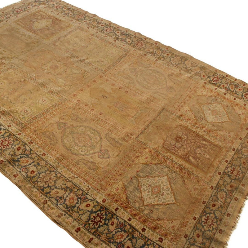 Wool Floral Area Rug in Beige