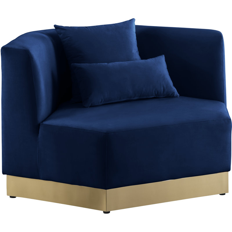 Marquis 47.75" Wide Velvet Armchair, Navy Velvet